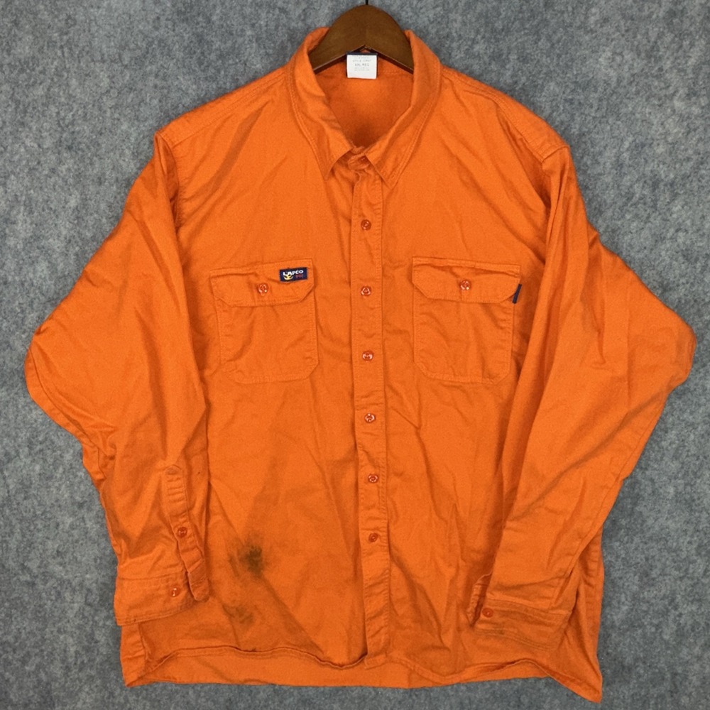 LAPCO Button-Up Men XXL Orange IORA7 Moisture Management Workwear FR HRC 2